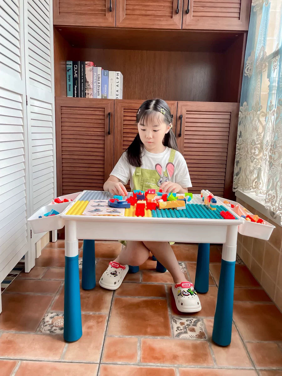 Multifunctional Building Block Table with Chair