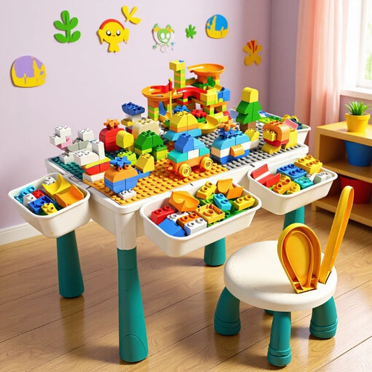 Multifunctional Building Block Table with Chair