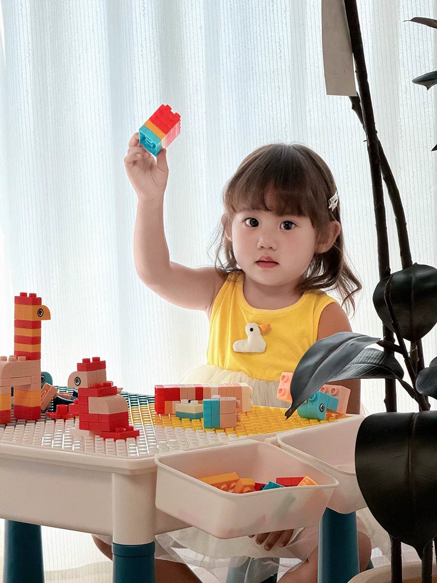 Multifunctional Building Block Table with Chair
