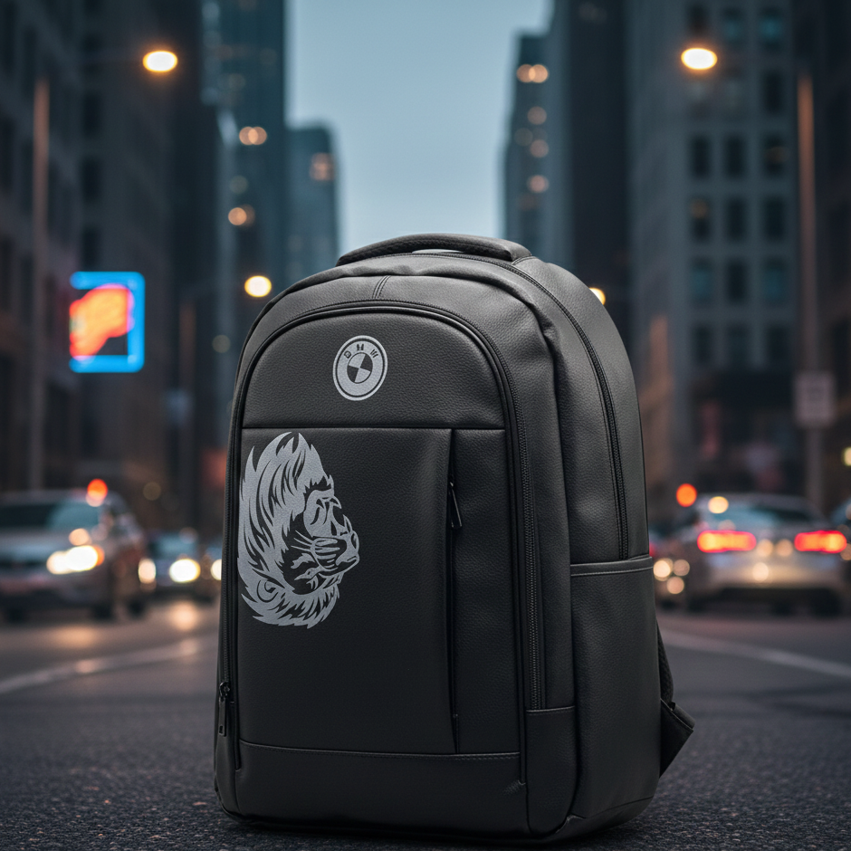 Faux Leather Backpack With BMW Logo