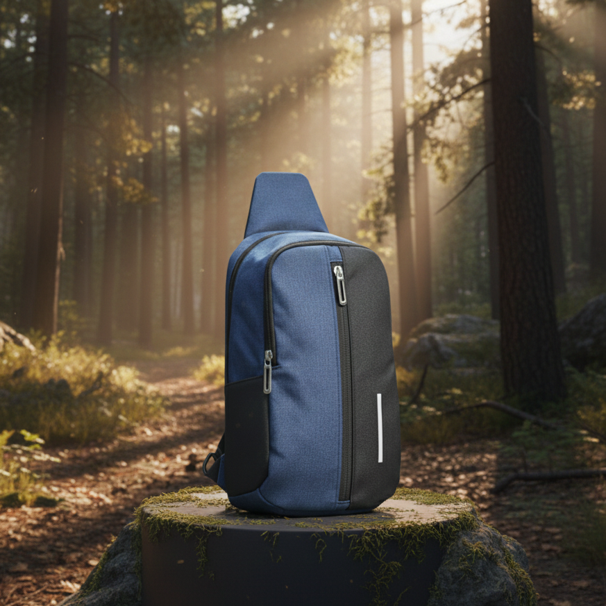 Blue And Black Sling Backpack