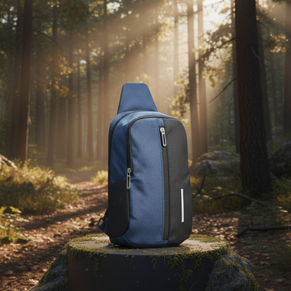Blue And Black Sling Backpack