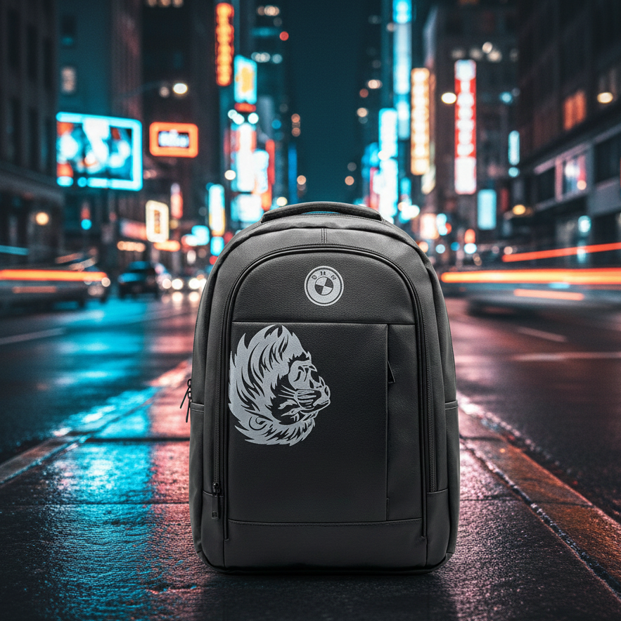 Faux Leather Backpack With BMW Logo