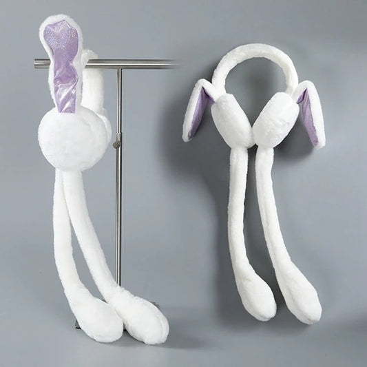 Rabbit Earmuffs Hat with Moving Ears