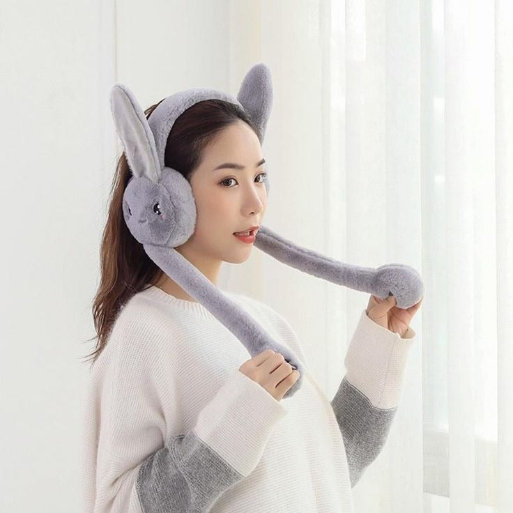 Rabbit Earmuffs Hat with Moving Ears