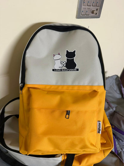 Cat Print 5-in-1 School Bag Set