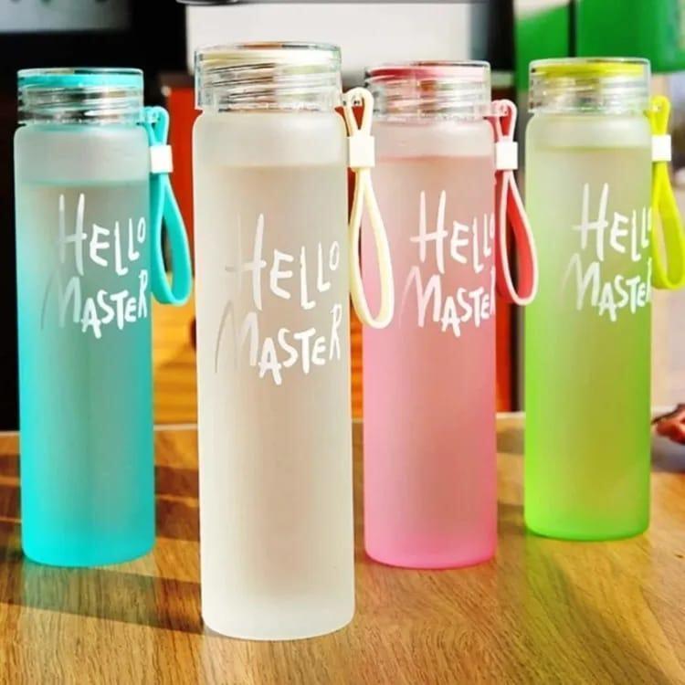Hello Master 480ml Frosted Glass Water Bottle