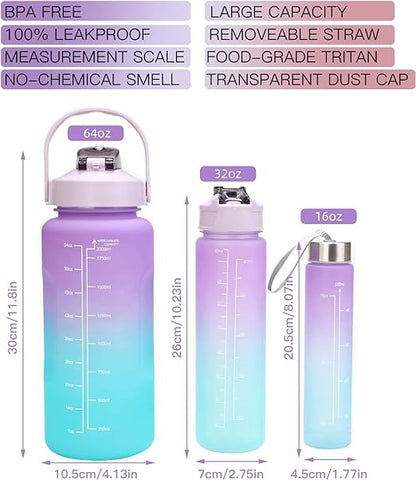 3 Piece Motivational Water Bottle Set