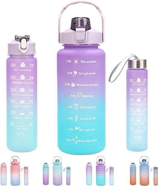 3 Piece Motivational Water Bottle Set