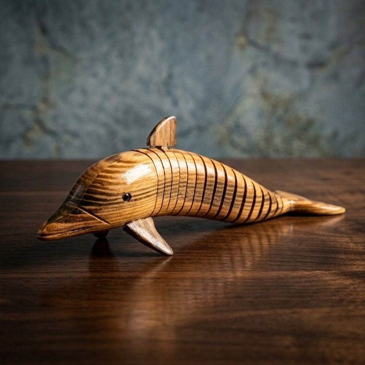 Wooden Dolphin Fish Sculpture