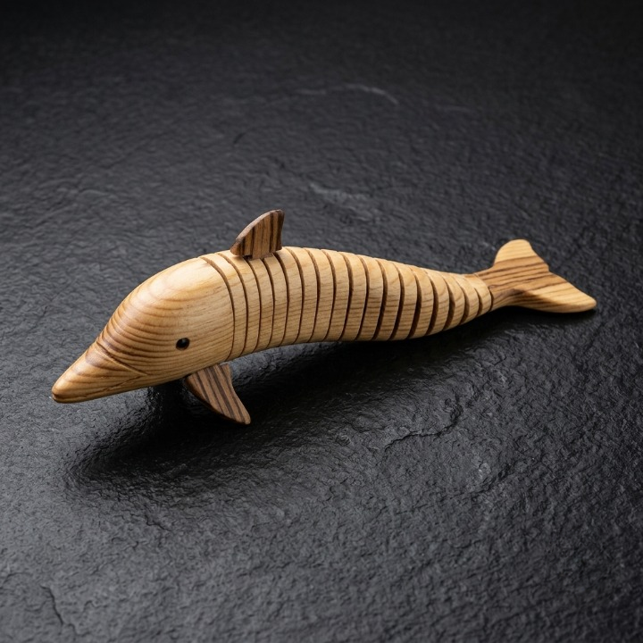 Wooden Dolphin Fish Sculpture