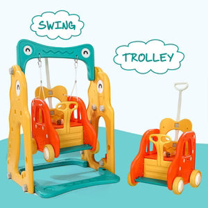 Baby Seal 4-in-1 Kids Slide & Swing Set | Basketball Hoop