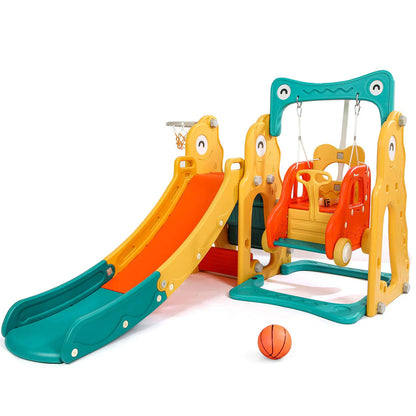 Baby Seal 4-in-1 Kids Slide & Swing Set | Basketball Hoop