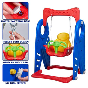Frog 3-in-1 Kids Slide & Swing Set