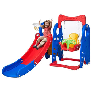Frog 3-in-1 Kids Slide & Swing Set