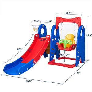Frog 3-in-1 Kids Slide & Swing Set