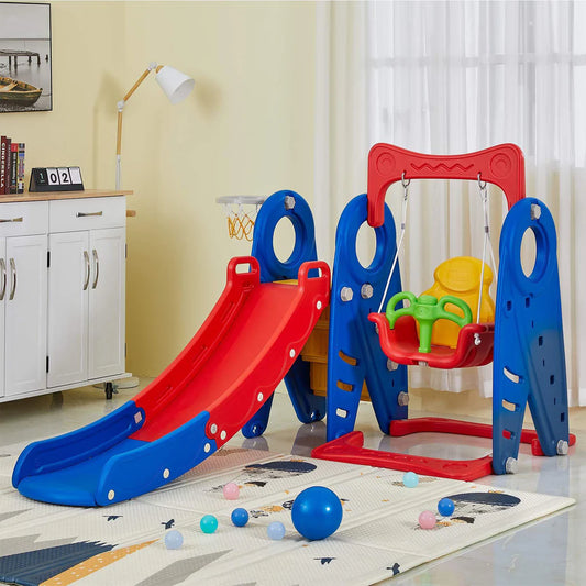 Frog 3-in-1 Kids Slide & Swing Set
