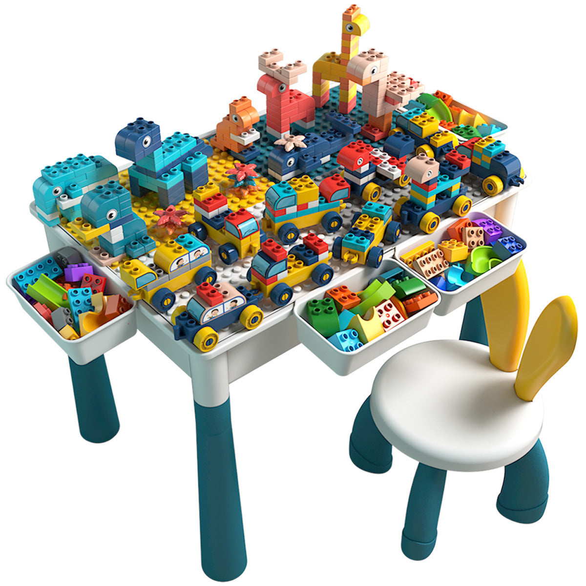Multifunctional Building Block Table with Chair