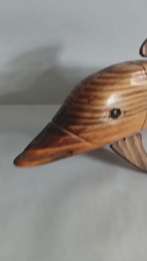 Wooden Dolphin Fish Sculpture